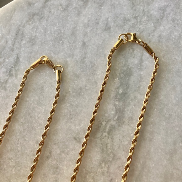 Rope Braid Twist Woven Gold 2 Sizes Necklace - Picture 6 of 6